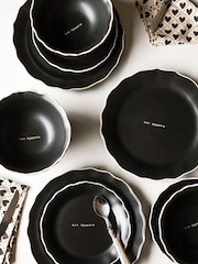 Rockett St George Set of 4 Black Bon Appetit Dinner Plates - Image 2 of 7