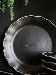 Rockett St George Set of 4 Black Bon Appetit Dinner Plates - Image 5 of 7