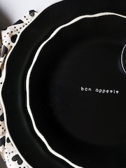 Rockett St George Set of 4 Black Bon Appetit Dinner Plates - Image 6 of 7