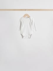 Neutral 100% Cotton Long Sleeve Baby Bodysuits 5 Pack - Image 3 of 11