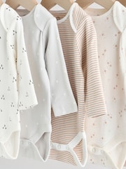 Neutral 100% Cotton Long Sleeve Baby Bodysuits 5 Pack - Image 8 of 11