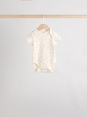 Neutral 100% Cotton Short Sleeve Baby Bodysuits 5 Pack - Image 3 of 12