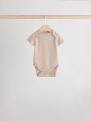 Neutral 100% Cotton Short Sleeve Baby Bodysuits 5 Pack - Image 4 of 12