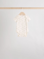 Neutral 100% Cotton Short Sleeve Baby Bodysuits 5 Pack - Image 6 of 12