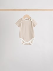 Neutral 100% Cotton Short Sleeve Baby Bodysuits 5 Pack - Image 7 of 12