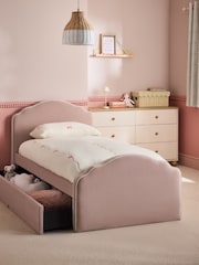 Soft Velvet Blush Pink Princess Drawer Trundle Single Bed Frame - Image 1 of 7