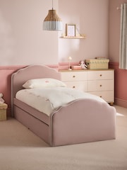 Soft Velvet Blush Pink Princess Drawer Trundle Single Bed Frame - Image 2 of 7