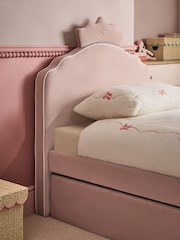 Soft Velvet Blush Pink Princess Drawer Trundle Single Bed Frame - Image 4 of 7