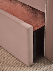 Soft Velvet Blush Pink Princess Drawer Trundle Single Bed Frame - Image 5 of 7