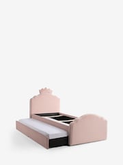 Soft Velvet Blush Pink Princess Drawer Trundle Single Bed Frame - Image 6 of 7