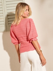 Friends Like These Pink Square Neck Millie Mackintosh Crochet Top - Image 4 of 4