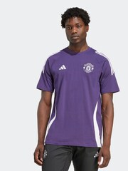 adidas Plum Purple Manchester United Tiro 25 Competition Cotton T-Shirt - Image 1 of 6