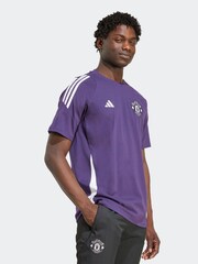 adidas Plum Purple Manchester United Tiro 25 Competition Cotton T-Shirt - Image 3 of 6