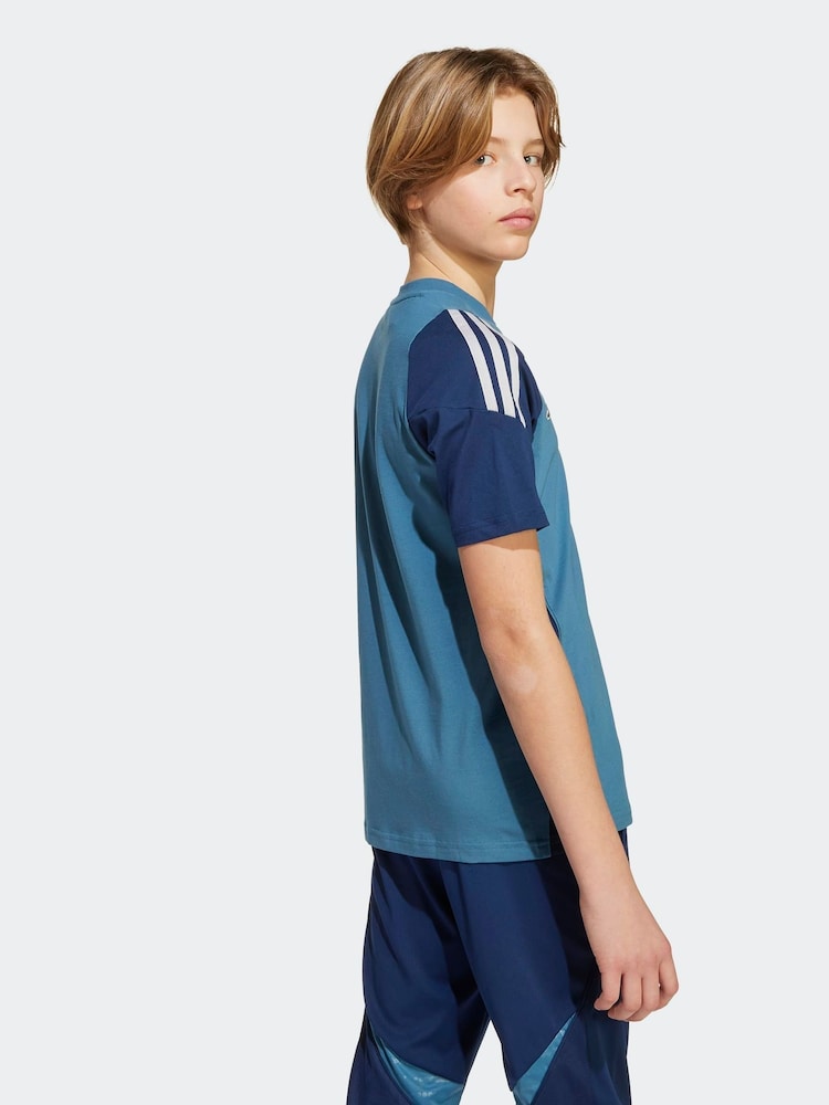 adidas Blue Kids Arsenal Tiro 25 Competition Cotton T-Shirt - Image 2 of 6
