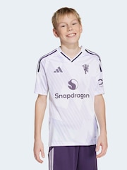 adidas White Kids Manchester United 25/26 Away Jersey - Image 1 of 6