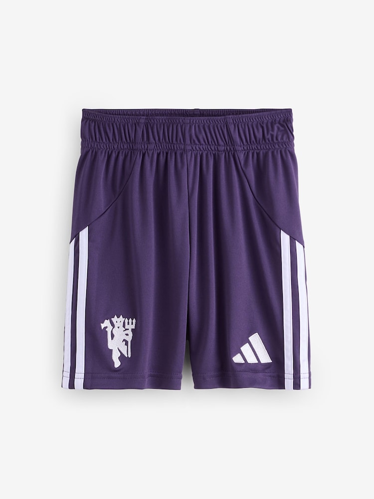 adidas Plum Purple Kids Manchester United 25/26 Away Shorts - Image 1 of 1