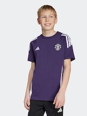 adidas Plum Purple Kids Manchester United Tiro 25 Competition Cotton T-Shirt - Image 1 of 1