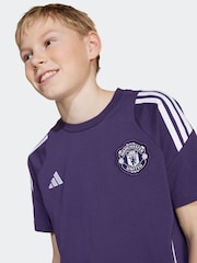 adidas Plum Purple Kids Manchester United Tiro 25 Competition Cotton T-Shirt - Image 3 of 6