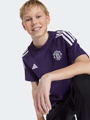 adidas Plum Purple Kids Manchester United Tiro 25 Competition Cotton T-Shirt - Image 4 of 6