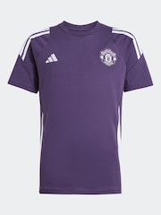 adidas Plum Purple Kids Manchester United Tiro 25 Competition Cotton T-Shirt - Image 6 of 6
