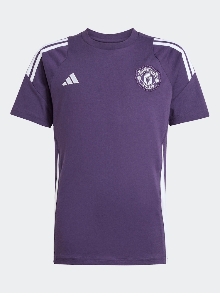 adidas Plum Purple Kids Manchester United Tiro 25 Competition Cotton T-Shirt - Image 6 of 6