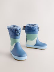 Blau mit Farbblockdesign - Thinsulate™ Warm gefütterte Gummistiefel mit Manschette - Bild 1 von 5