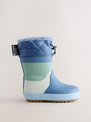 Blau mit Farbblockdesign - Thinsulate™ Warm gefütterte Gummistiefel mit Manschette - Bild 2 von 5