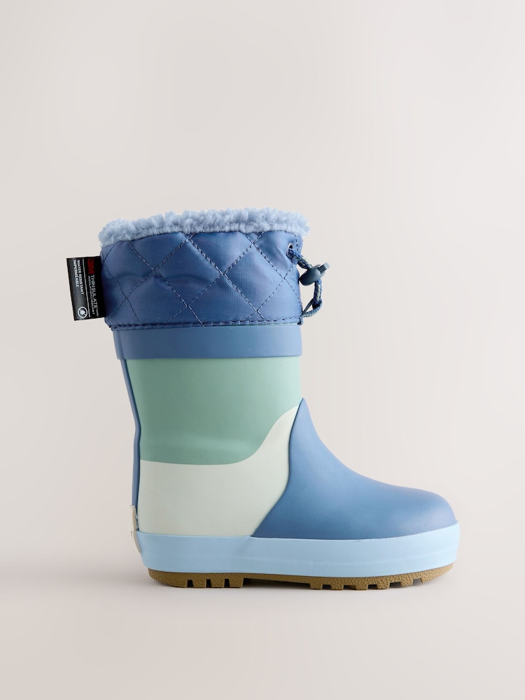 Blue Colourblock Thermal Thinsulate™ Lined Cuff Wellies - Image 2 of 5 Blue Colourblock Thermal Thinsulate™ Lined Cuff Wellies - Image 2 of 5