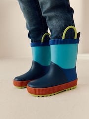 Blue Colour Block Handle Pull On Wellies - Image 1 of 6