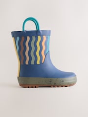 Blue Navy Stripe Handle Pull On Wellies - Image 2 of 5