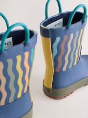 Blue Navy Stripe Handle Pull On Wellies - Image 4 of 5