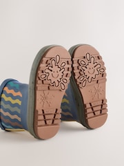 Blue Navy Stripe Handle Pull On Wellies - Image 5 of 5