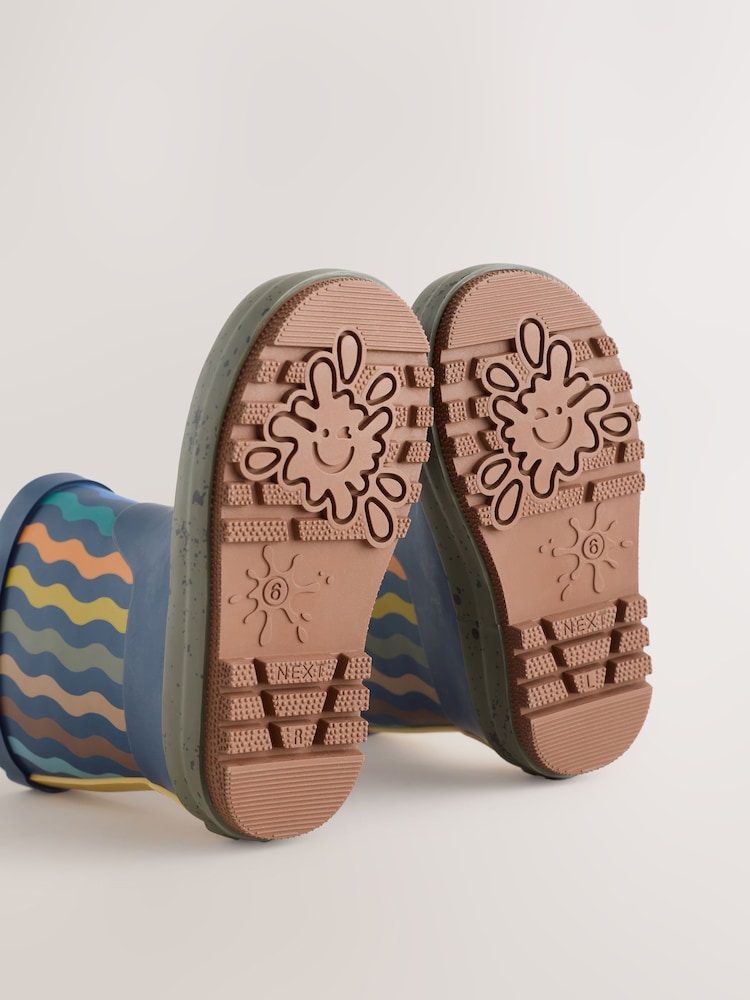 Blue Navy Stripe Handle Pull On Wellies - Image 5 of 5