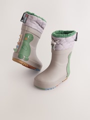 Grey Dinosaur Thermal Thinsulate™ Lined Cuff Wellies - Image 1 of 4