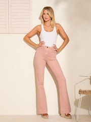 Friends Like These Pink High Waist Pocket Flare Jeans - Image 1 of 4