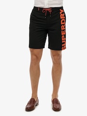 Superdry Black Classic 19 Inch Logo Board Shorts - Image 1 of 6