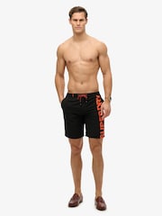 Superdry Black Classic 19 Inch Logo Board Shorts - Image 4 of 6