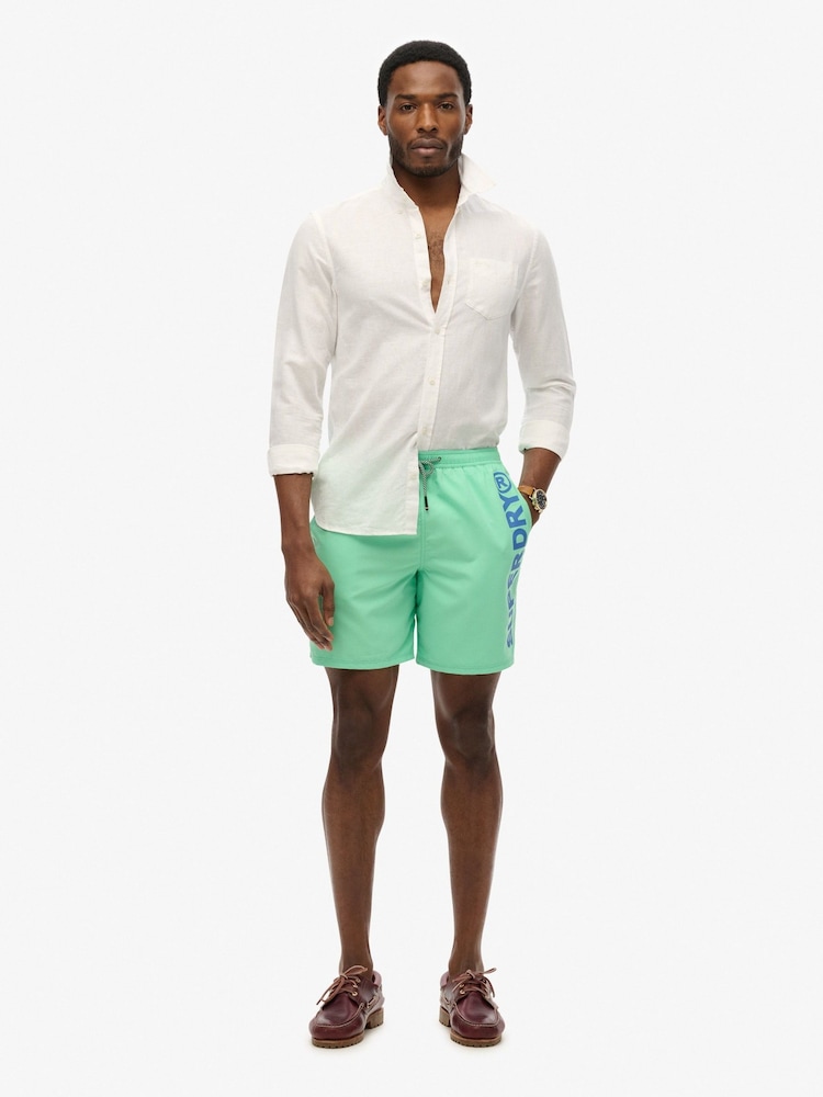 Superdry Green Sport Graphic 17 Swim Shorts - Image 2 of 7