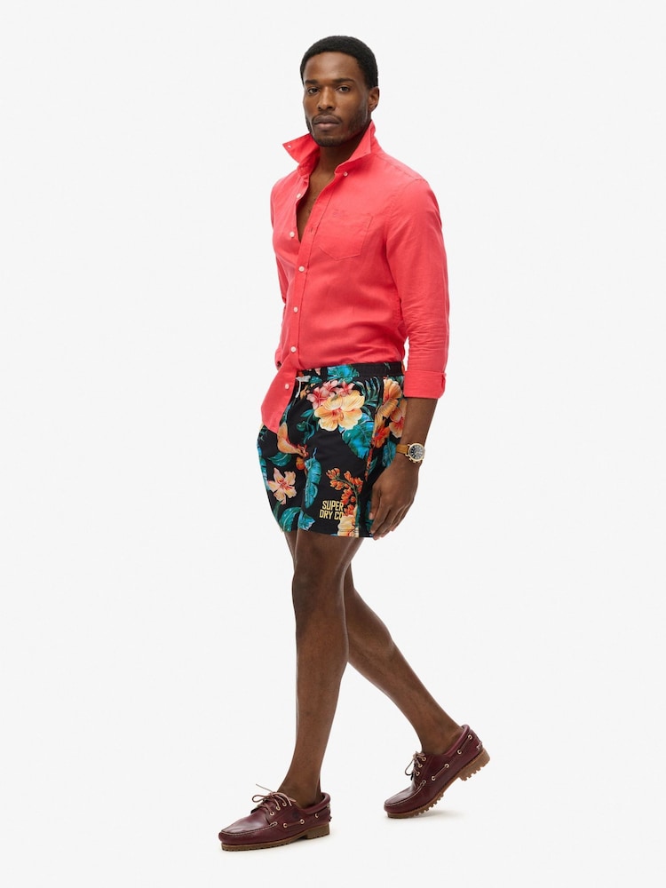 Superdry Blue Hawaiian Print 17 Swim Shorts - Image 3 of 8