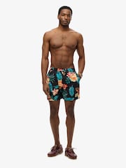 Superdry Blue Hawaiian Print 17 Swim Shorts - Image 4 of 8