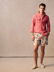 Superdry Beige Hawaiian Print 17 Swim Shorts - Image 2 of 2