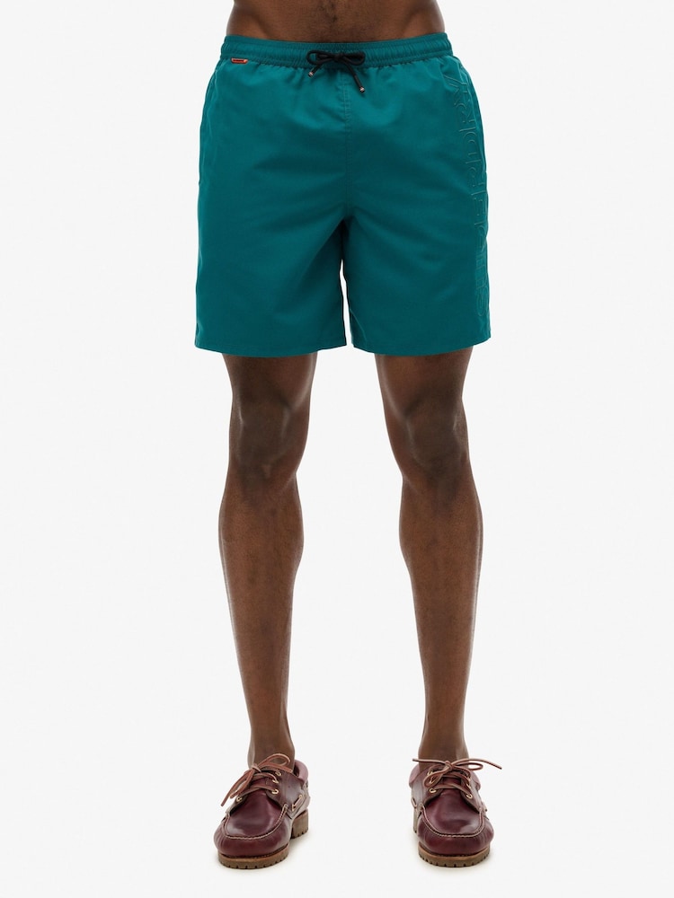 Superdry Teal Blue Premium Emb 17 Swim Shorts - Image 1 of 9