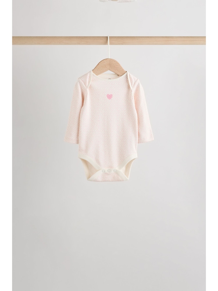Pink Baby Long Sleeve Bodysuits 5 Pack - Image 2 of 14