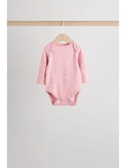 Pink Baby Long Sleeve Bodysuits 5 Pack - Image 4 of 14