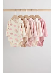 Pink Baby Long Sleeve Bodysuits 5 Pack - Image 8 of 14