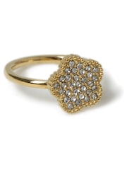 Aela Gold Tone Stainless Steel Pave Flower Ring - صورة 2 من 2