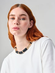 Aela Powdercoat Link Adjustable Gold Tone Black Necklace - Image 1 of 1