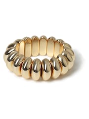 Aela Gold Tone Chunky Ridged Stretch Bracelet - Image 1 of 2