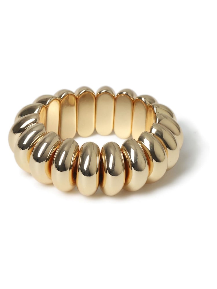 Aela Gold Tone Chunky Ridged Stretch Bracelet - Image 1 of 2