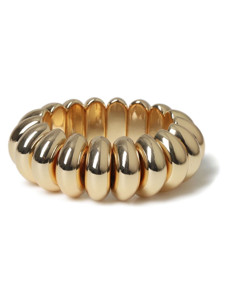 Aela Gold Tone Chunky Ridged Stretch Bracelet - Image 2 of 2